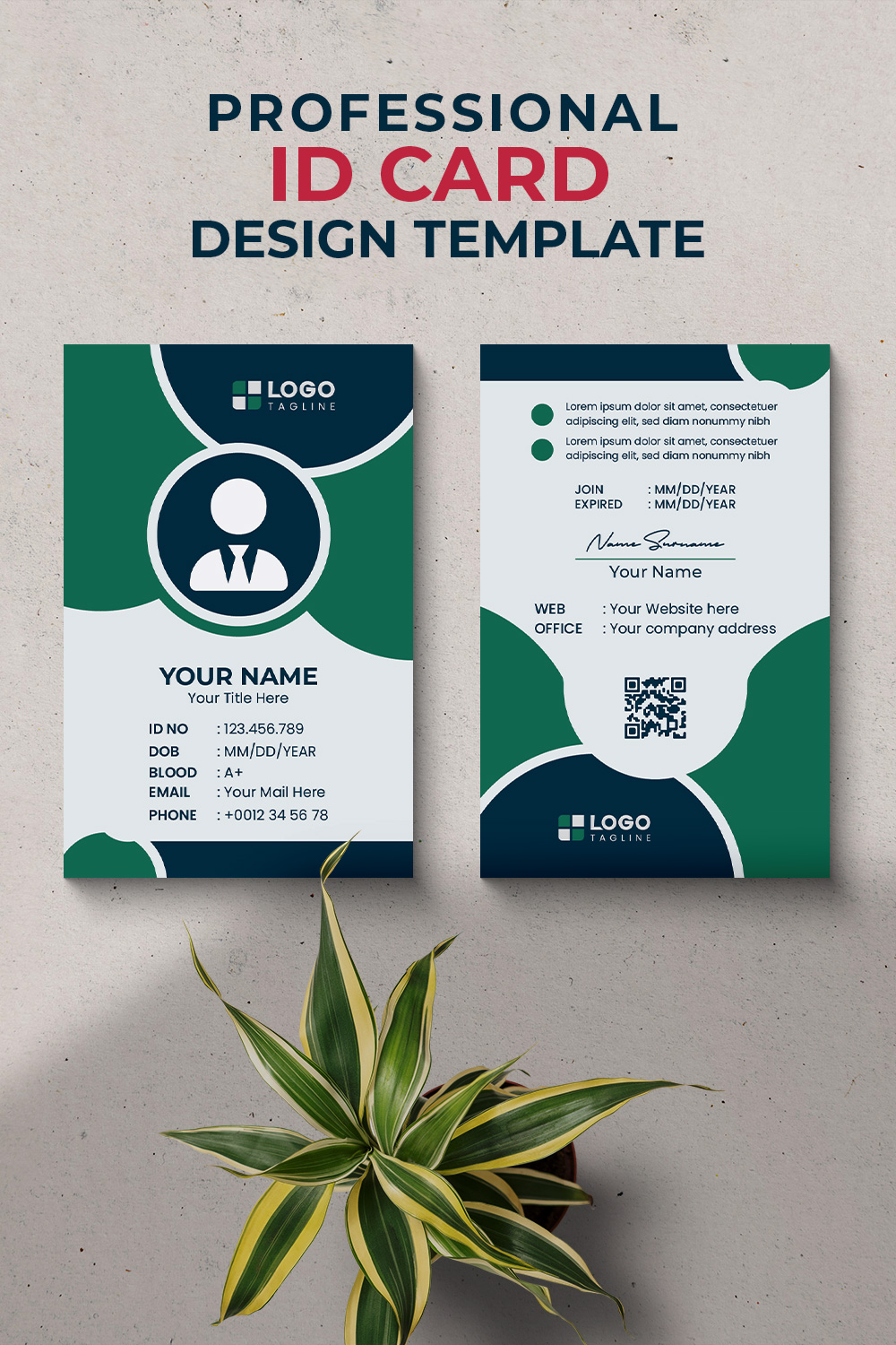 Professional Creative Modern Unique Id Card Design Template pinterest preview image.