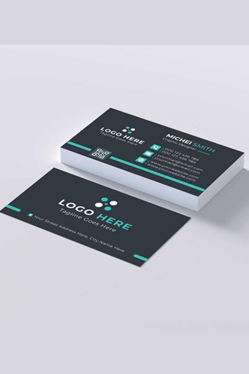 Modern Business Card Template Design pinterest preview image.