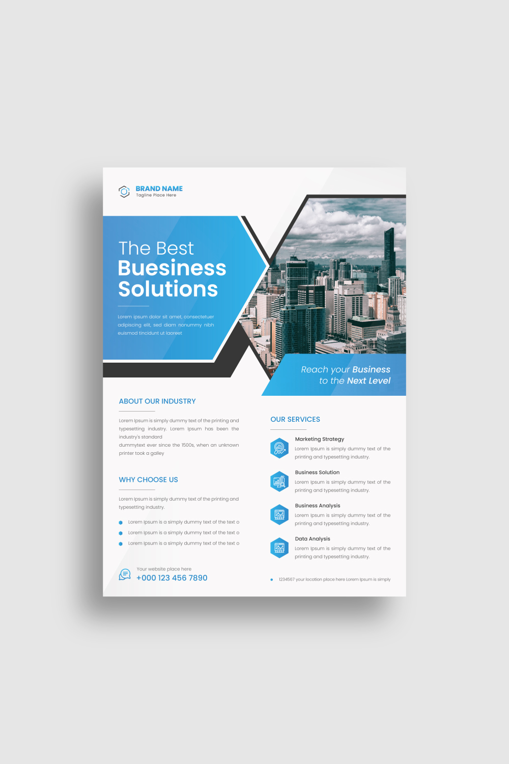Corporate Business Flyer Design Template pinterest preview image.
