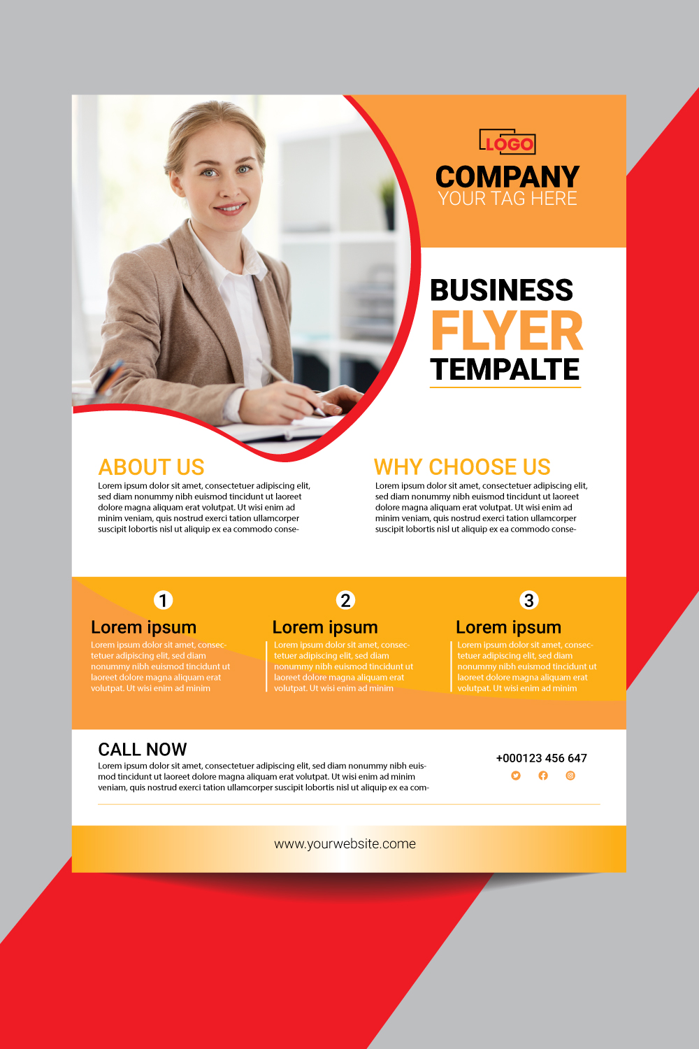 Creative professional business flyer template vector design pinterest preview image.
