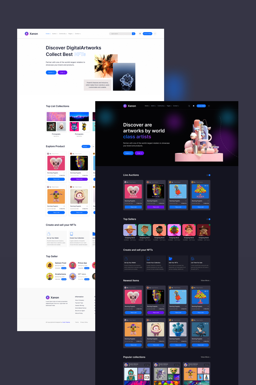 Xanon - NFT Marketplace Figma Website Template pinterest preview image.