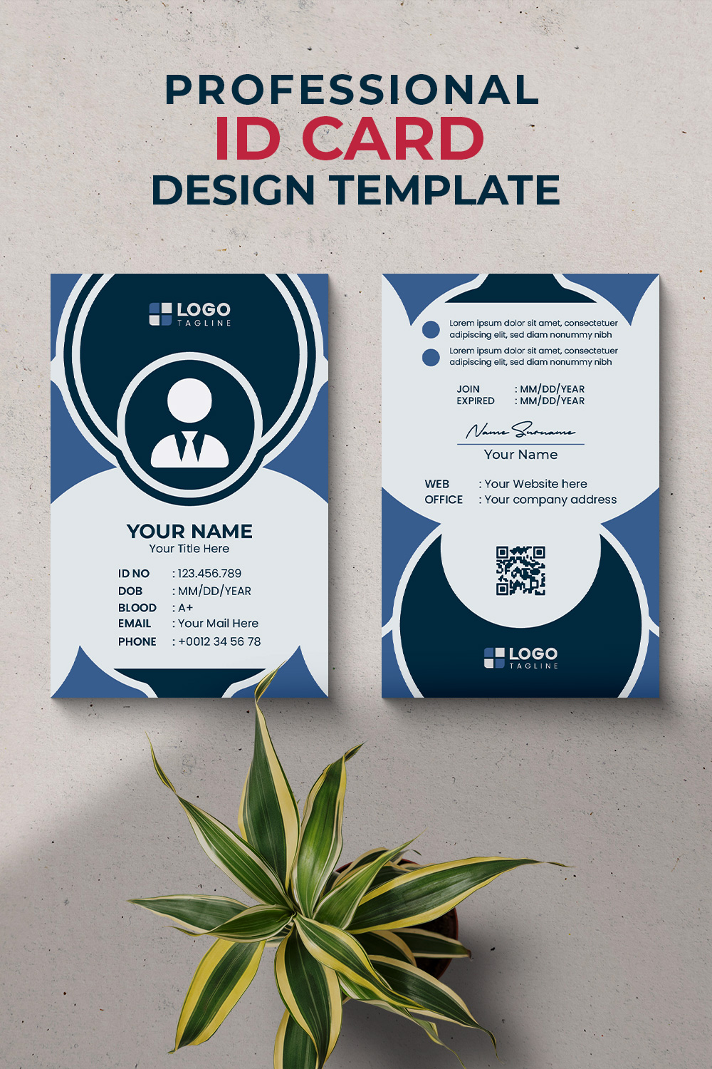 Professional Creative Modern Unique Id Card Design Template pinterest preview image.