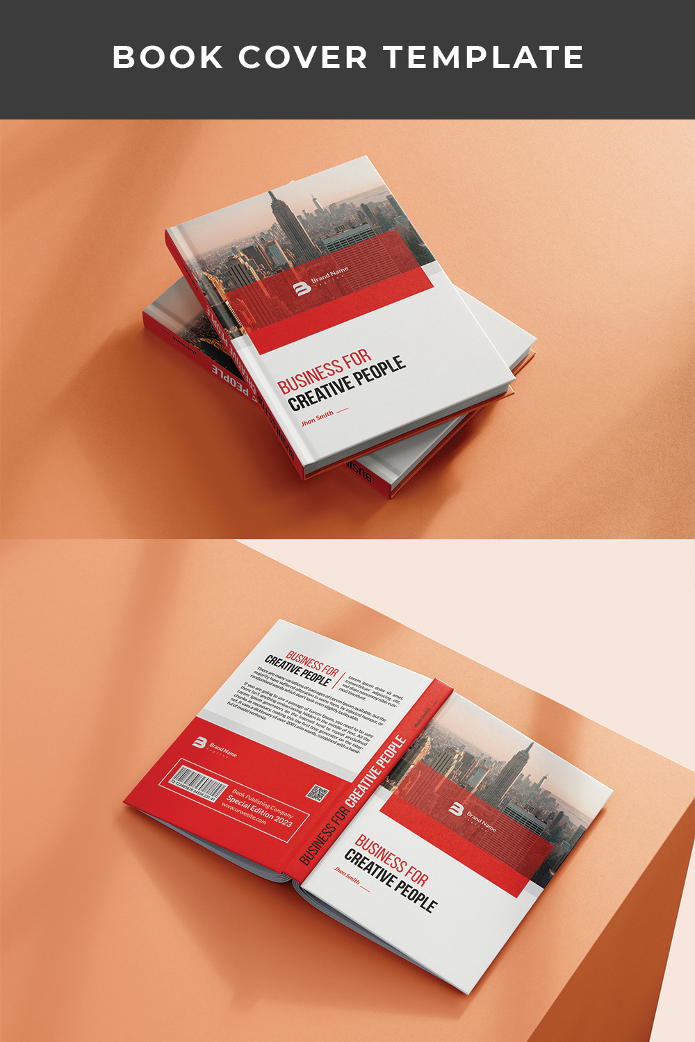 Book cover template - Corporate book cover design pinterest preview image.