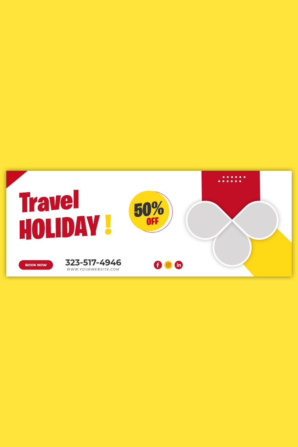 Travel Holiday Facebook cover Template pinterest preview image.
