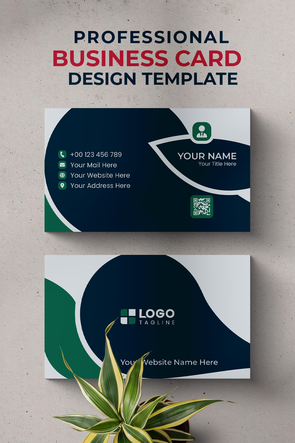 Professional Creative & Modern Unique Business Card Design Template pinterest preview image.