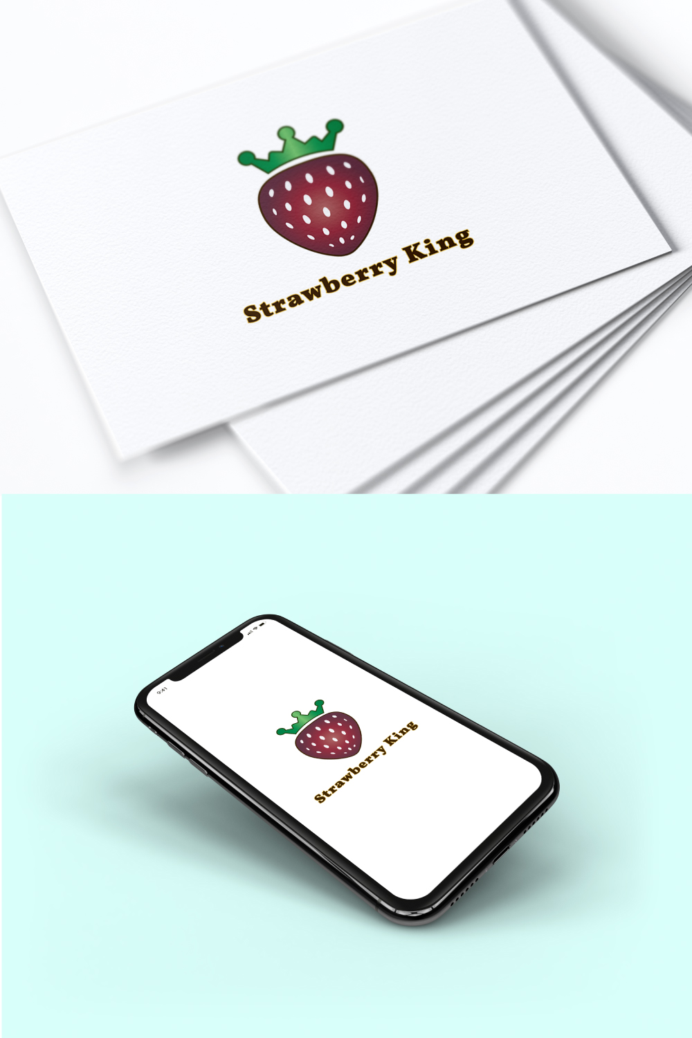 Strawberry King Logo Design Templete vector illustration pinterest preview image.