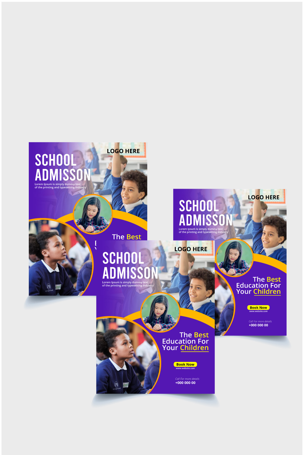 School Admission flyer, Kids School Admission pinterest preview image.