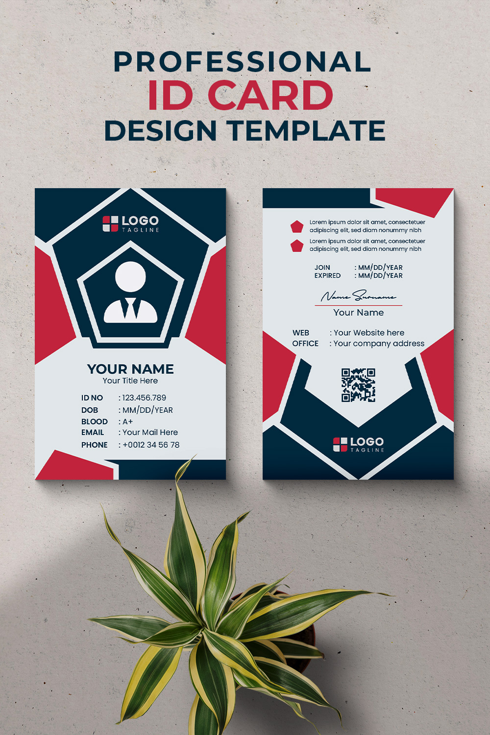 Professional Creative Modern Unique Id Card Design Template pinterest preview image.