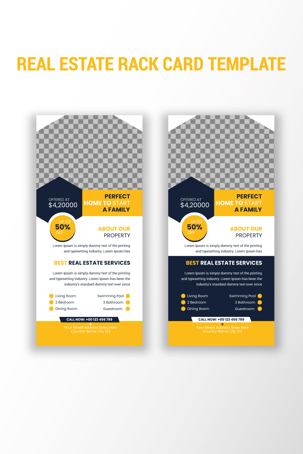 Real estate business rack card and dl flyer template pinterest preview image.