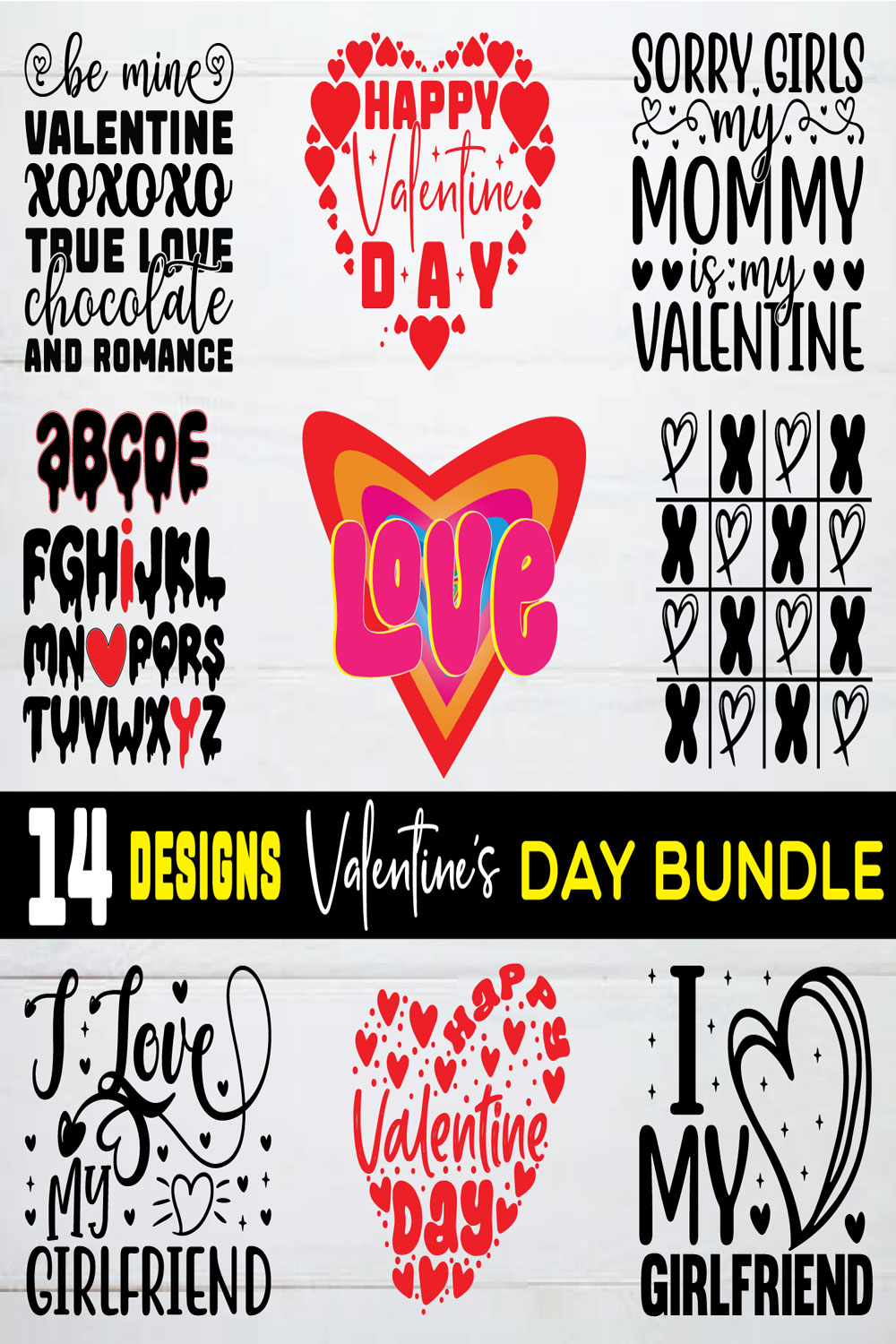 14 valentine\\\'s day bundle, happy valentine day, love day, rose day, pinterest preview image.