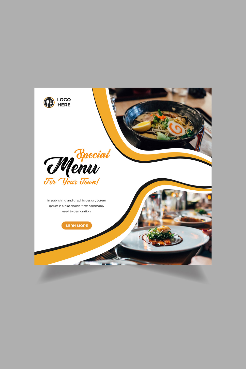Food and restaurant social media Banner post template only-$2 pinterest preview image.