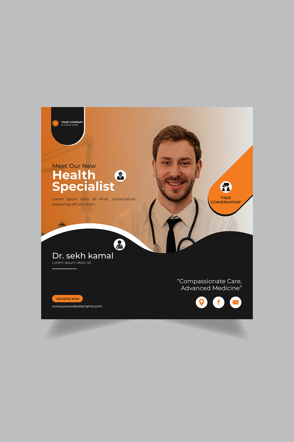 Medical health care flyer social media and horizontal web banner template only-$2 pinterest preview image.