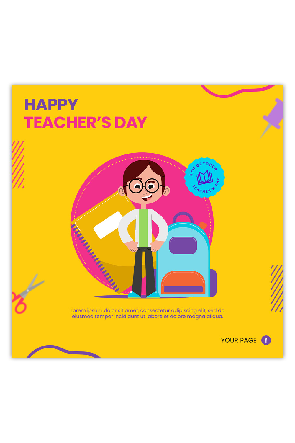 HAPPY TEACHER\'s DAY Template pinterest preview image.