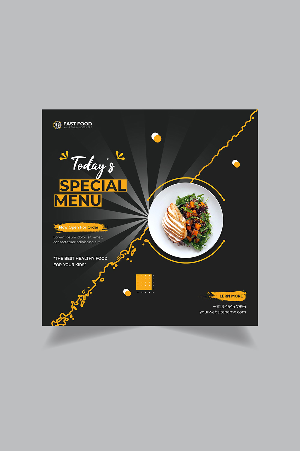 Food and restaurant social media Banner post template only-$2 pinterest preview image.