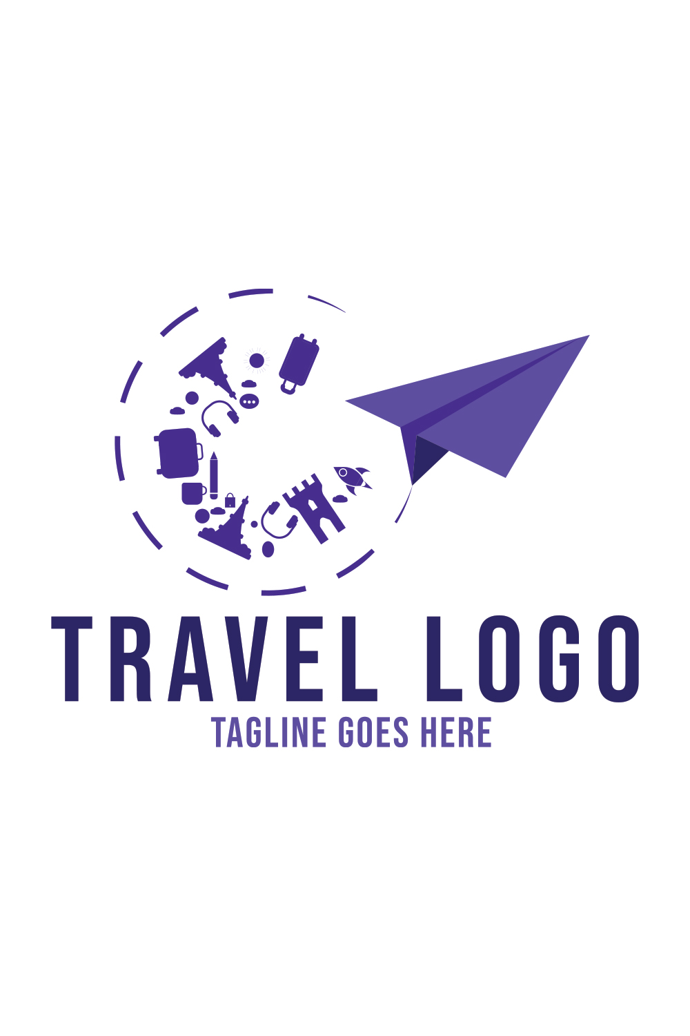Travel Logo Template pinterest preview image.