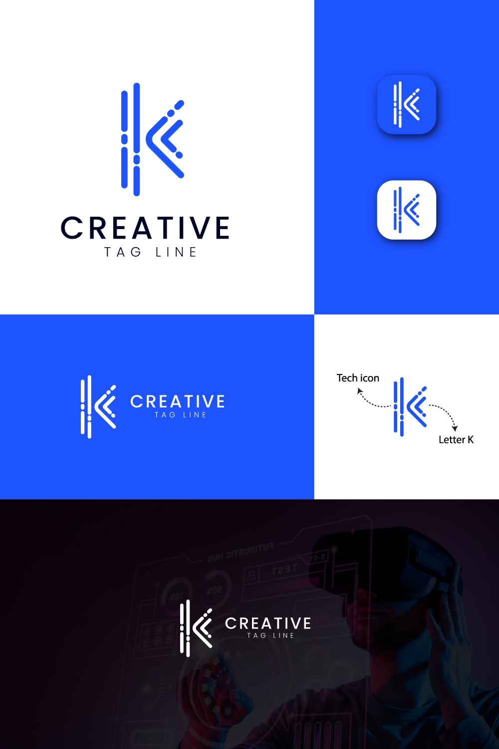 Technology Logo With Letter K pinterest preview image.