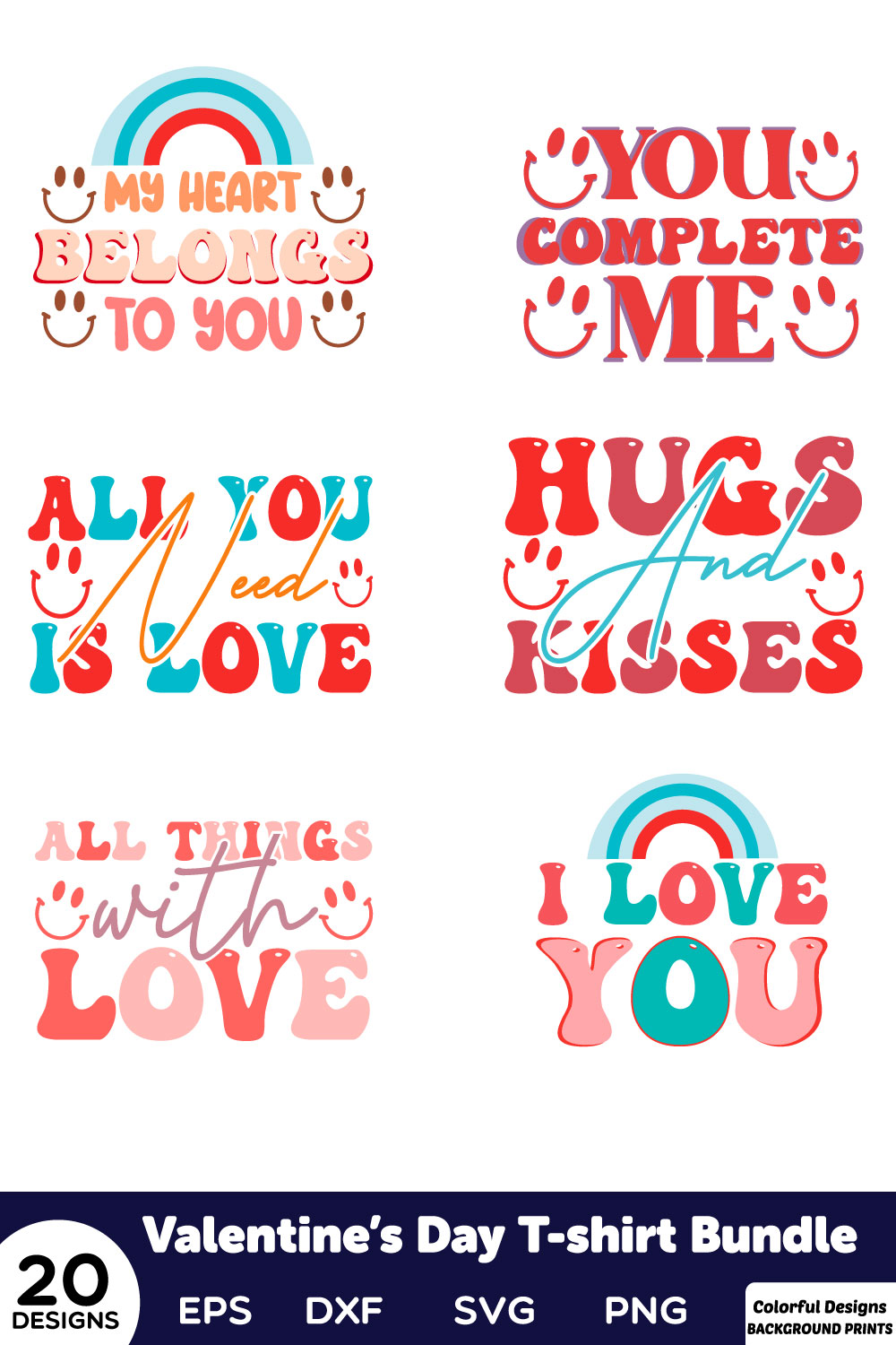 valentine's day t-shirt bundle pinterest preview image.