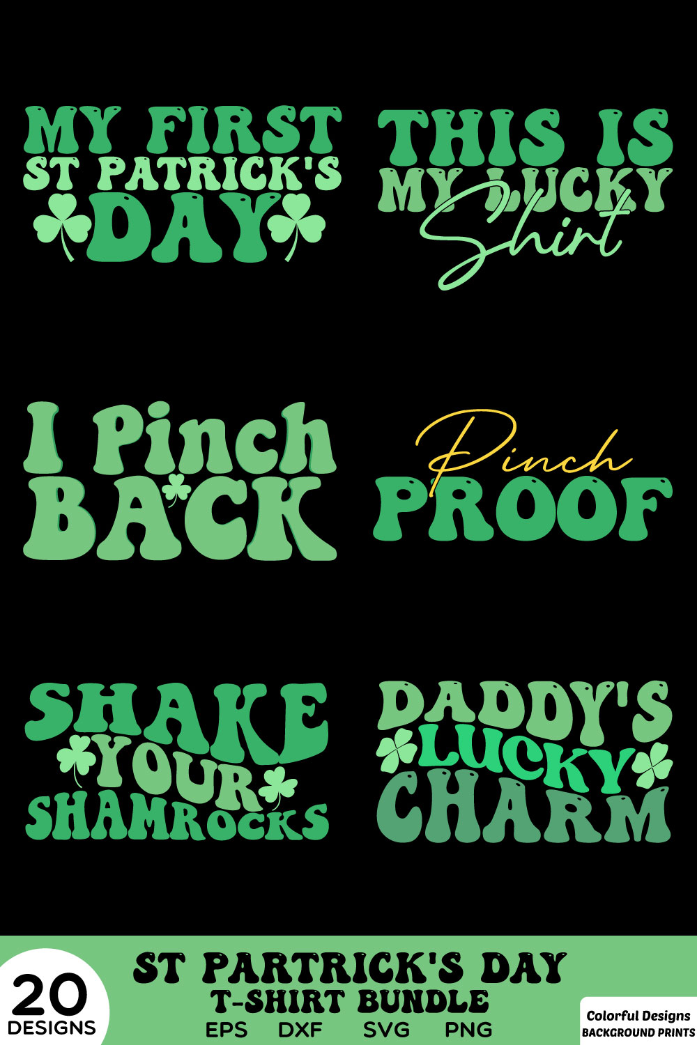 Retro StPatrick’S Day T Shirt Bundle pinterest preview image.