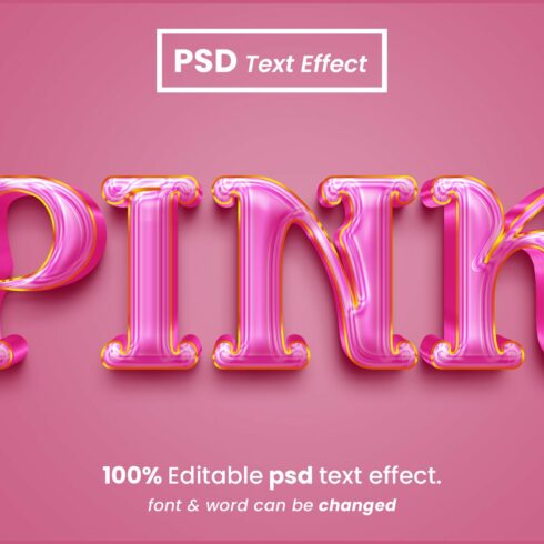 Pink 3d editable PSD text effectcover image.