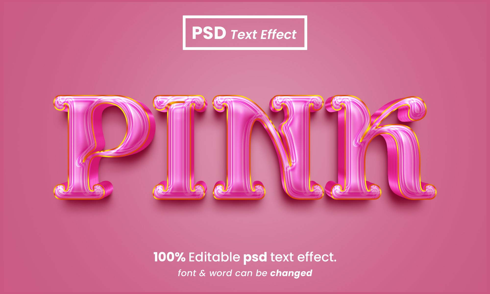 Pink 3d editable PSD text effectcover image.