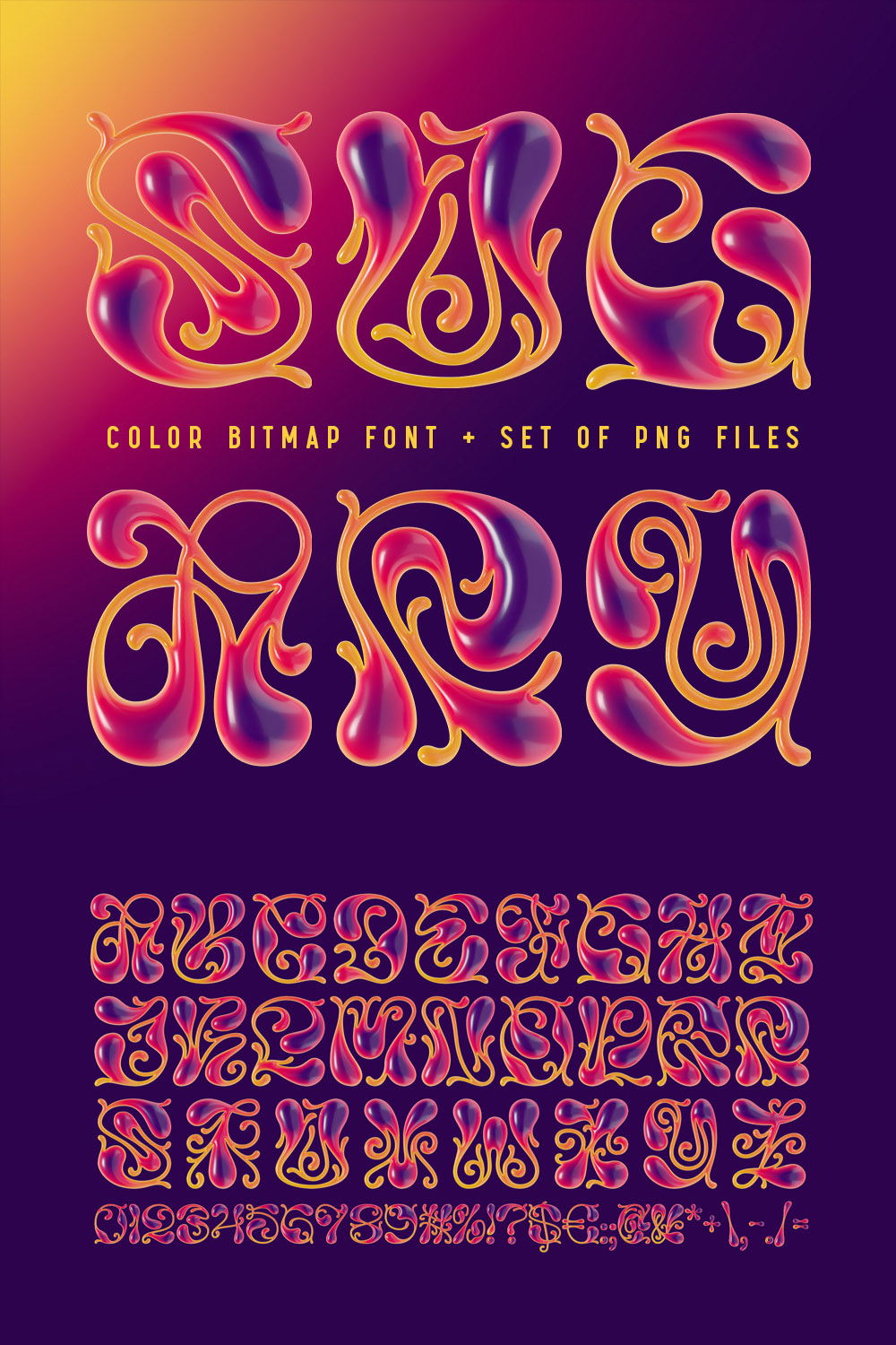 Sugary - Bitmap Color Font pinterest preview image.
