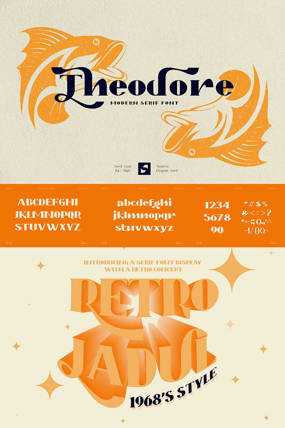 Theodore serif bold font pinterest preview image.