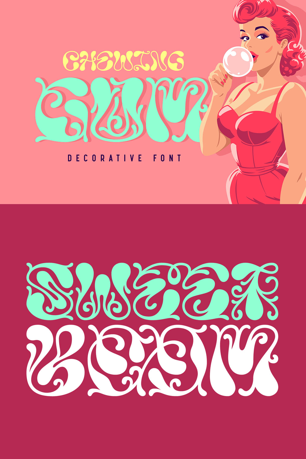 Chewing Gum - Font and Vector Bonus! pinterest preview image.