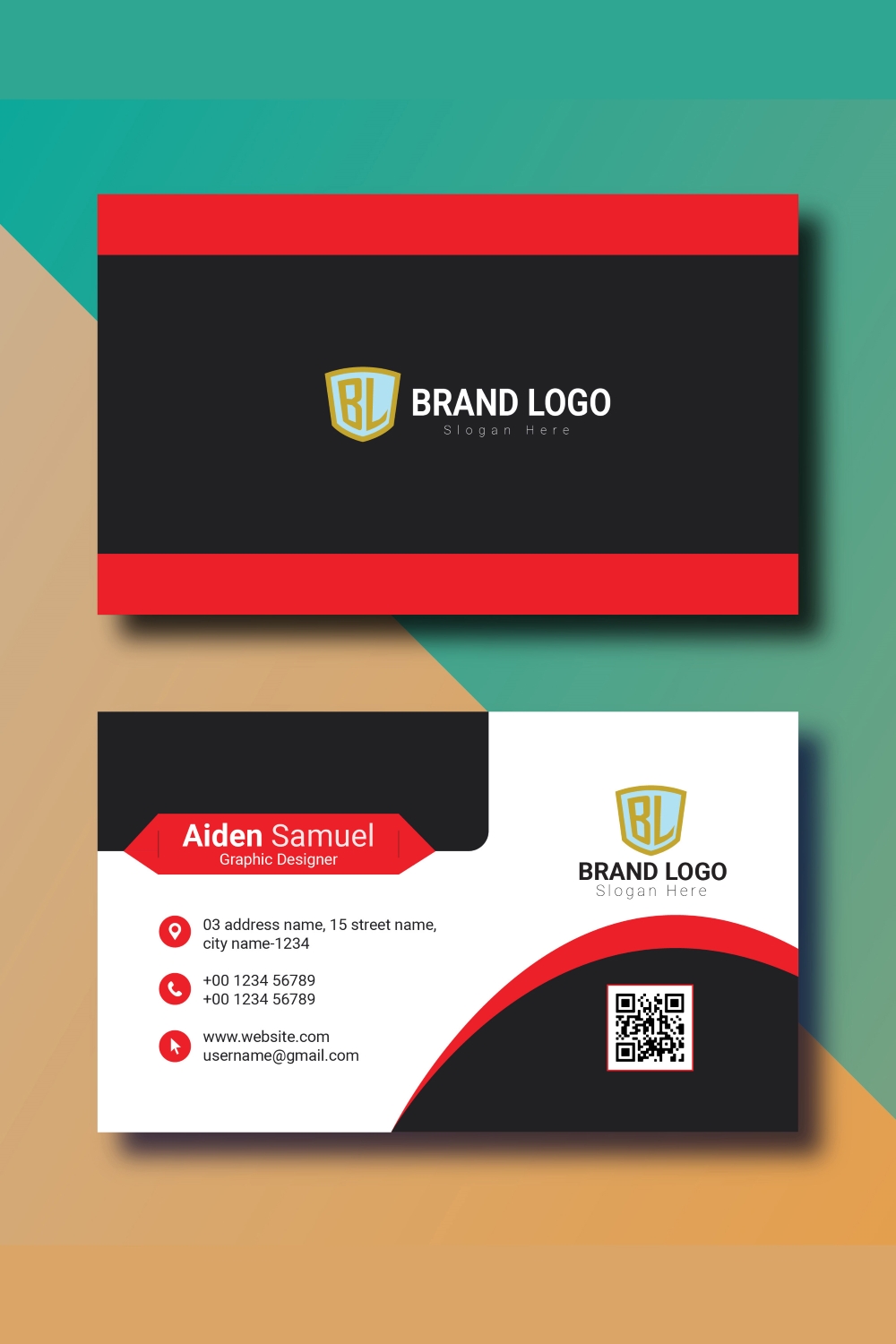 Business Card Template pinterest preview image.