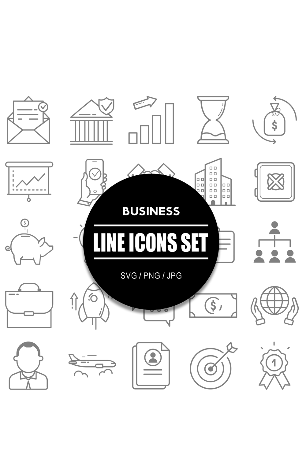 Business Line Icon Set pinterest preview image.