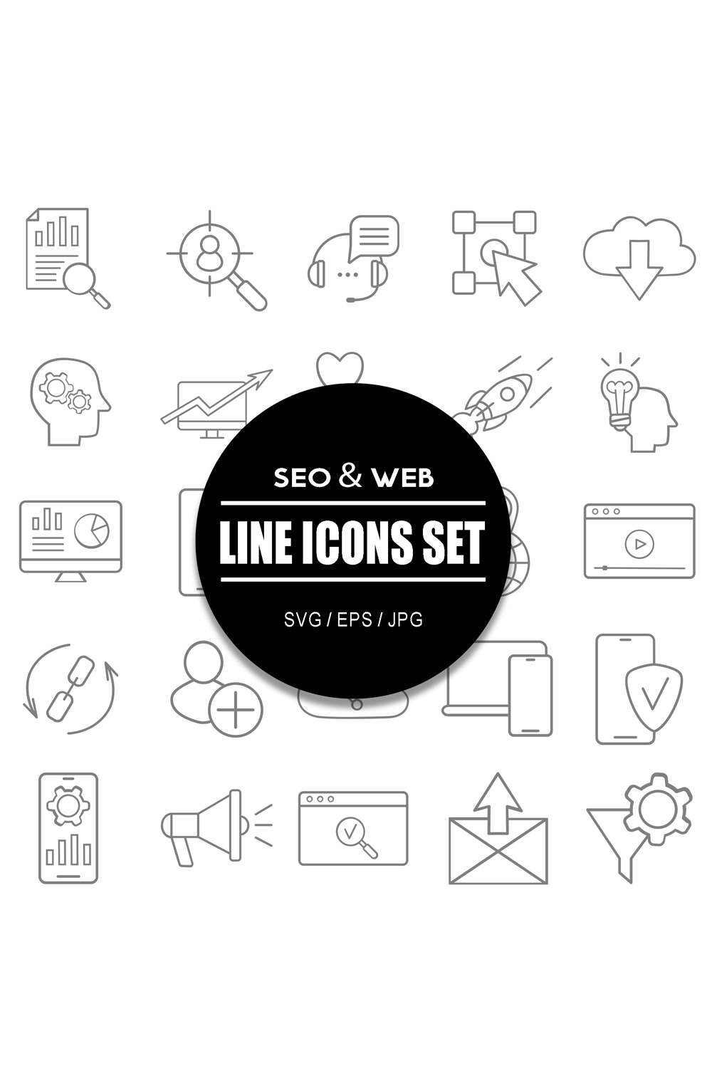 SEO and WEB Line Icon Set pinterest preview image.