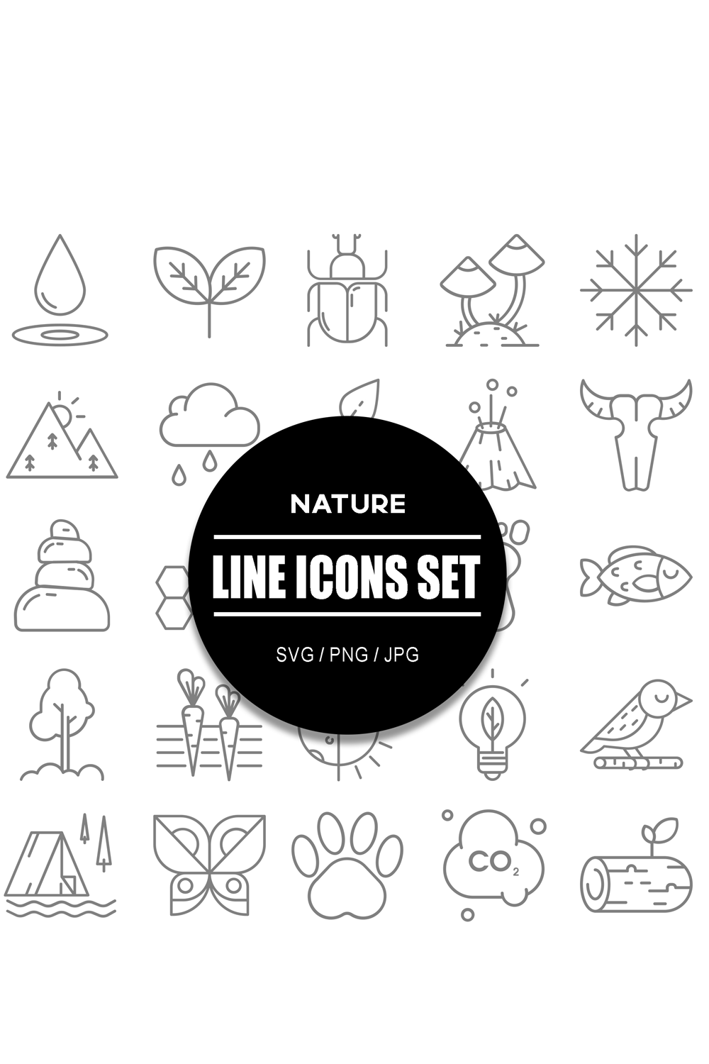 Nature Line Icon Set pinterest preview image.