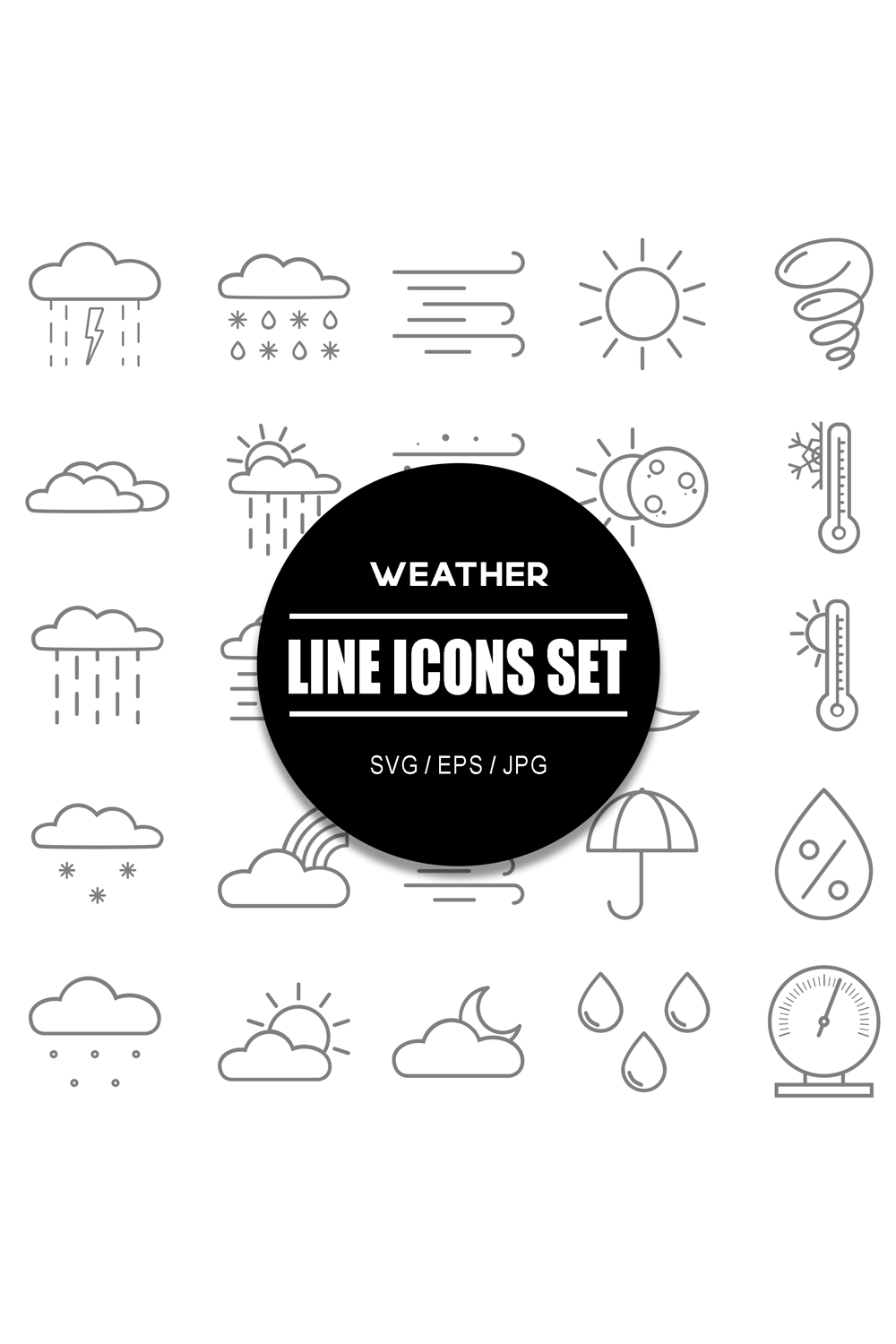 Weather Line icon Set pinterest preview image.