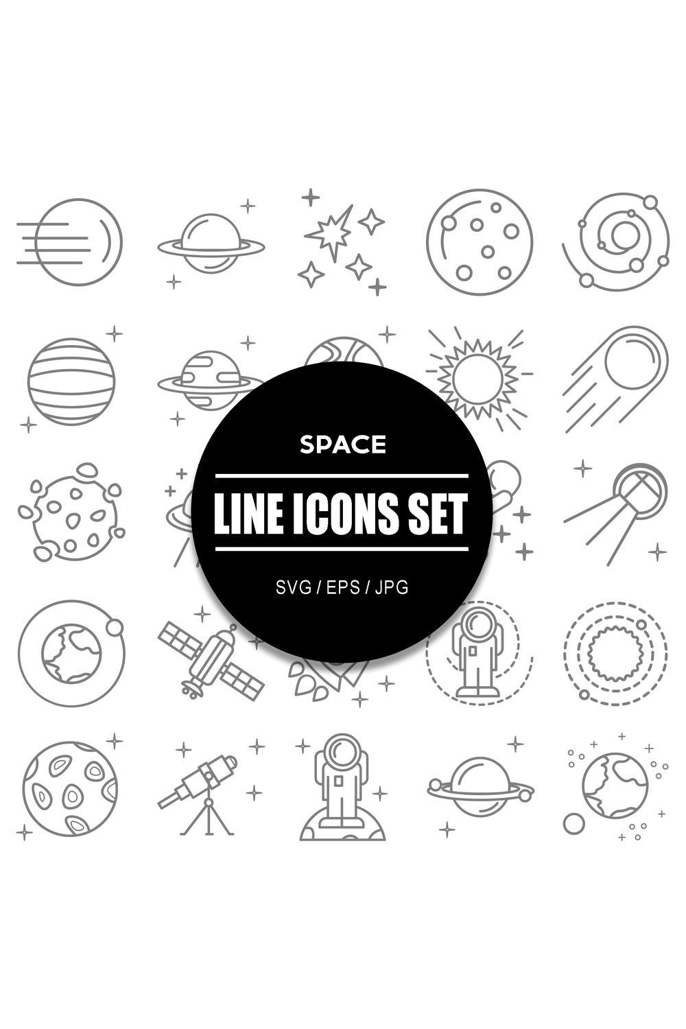 Space Line Icon Set pinterest preview image.