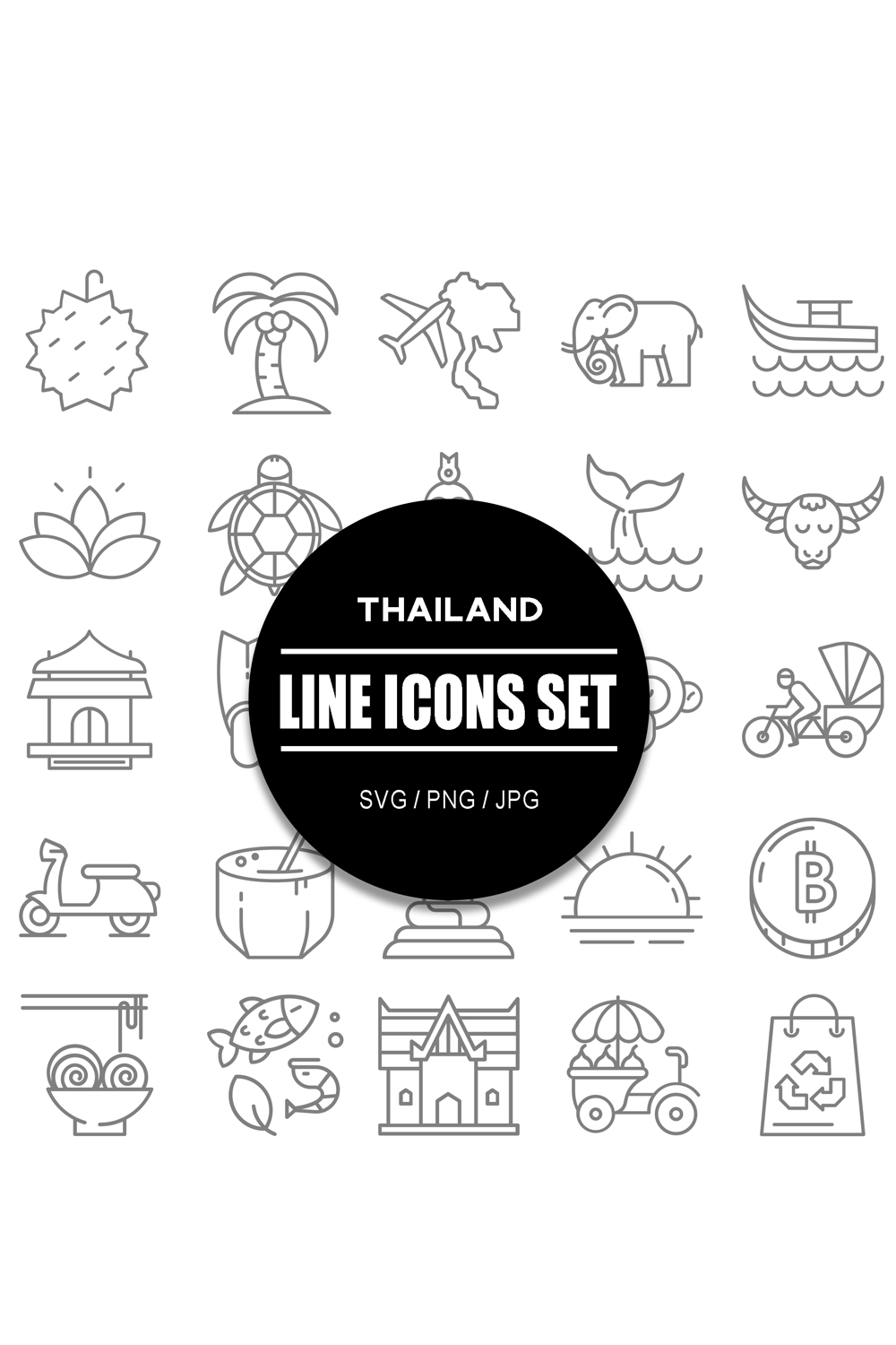 Thailand Line Icon Set pinterest preview image.
