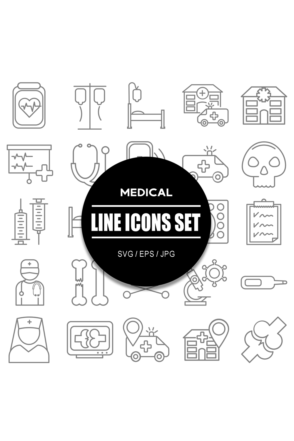 Medical Line Icon Set pinterest preview image.