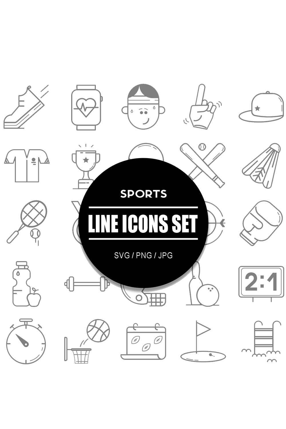 Sports Line Icon Set pinterest preview image.