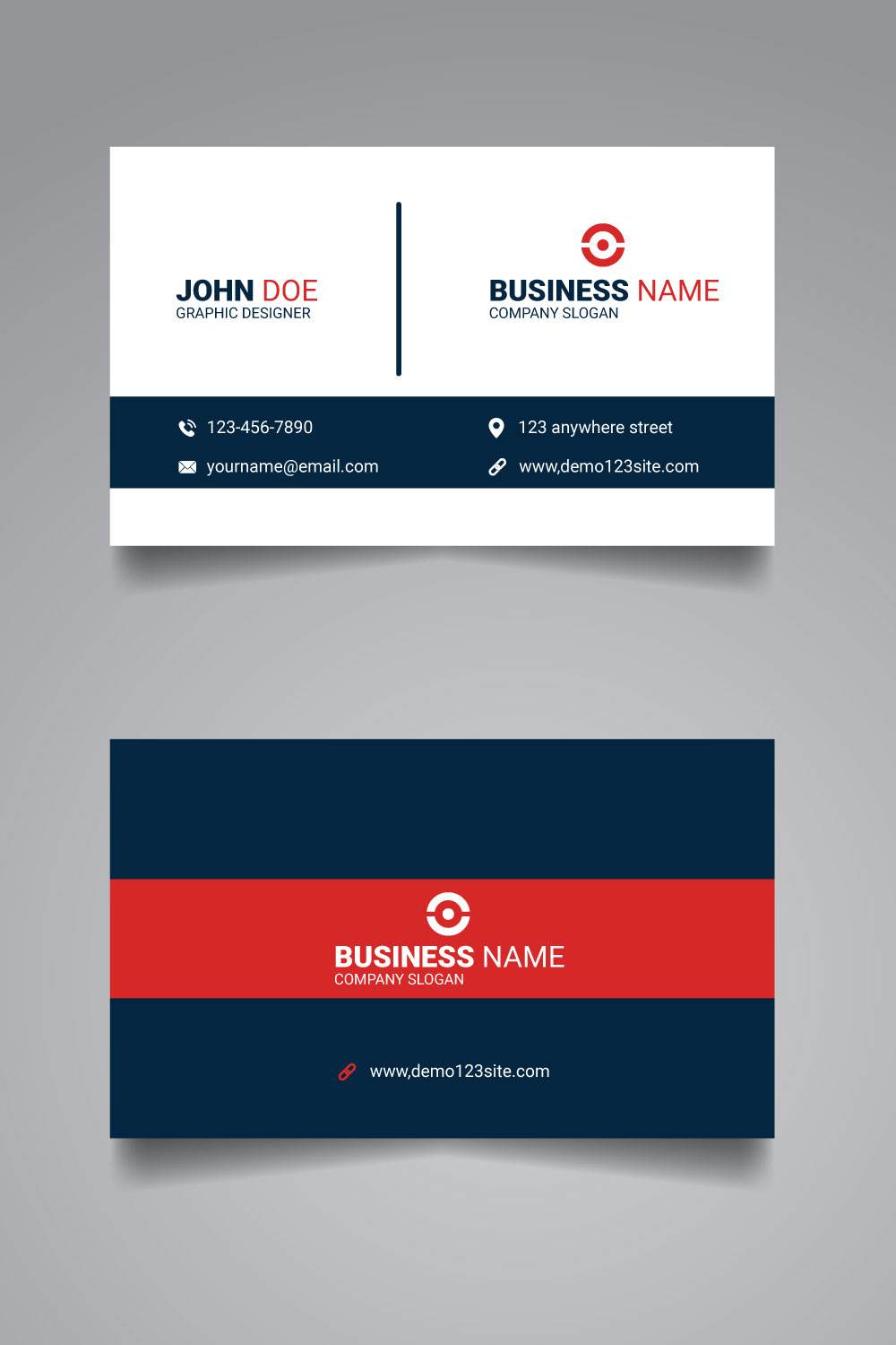 Modern double side business card template design pinterest preview image.