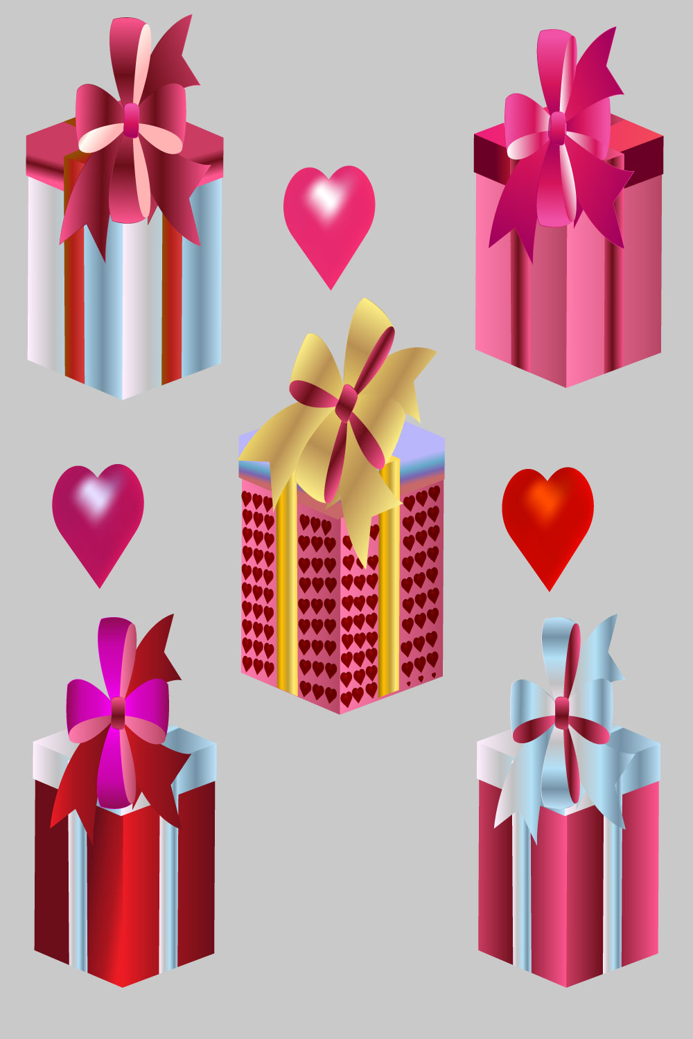 Valentine gift box & love heart illustration pinterest preview image.