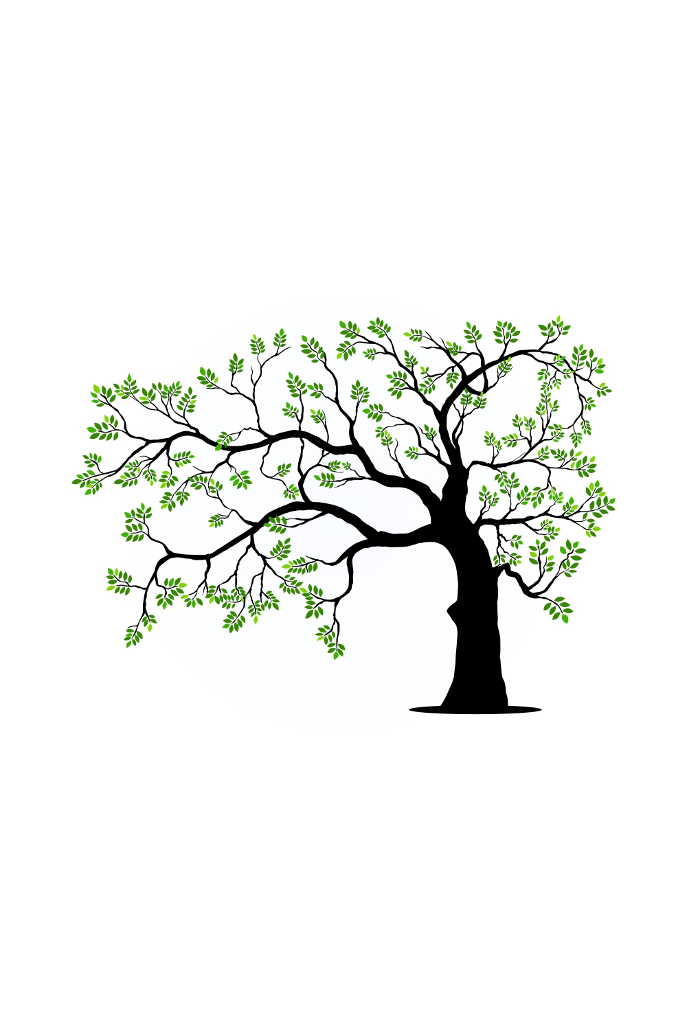 Black Tree with green leaves pinterest preview image.