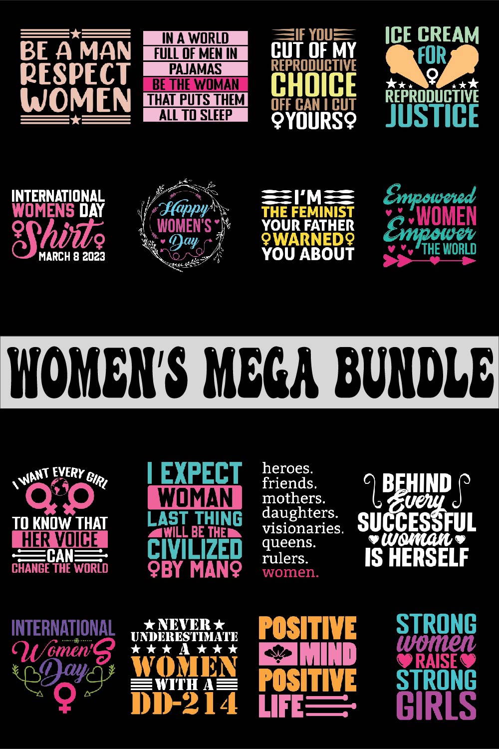 Women\'s Day Mega Bundle pinterest preview image.