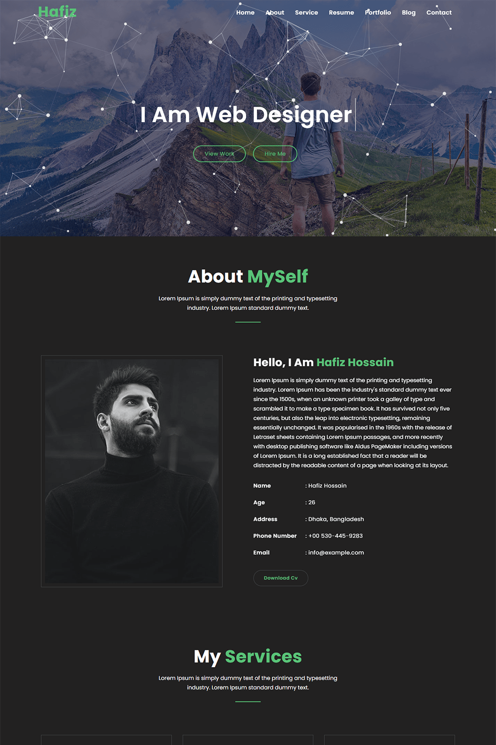 Personal Website Portfolio HTML Template pinterest preview image.