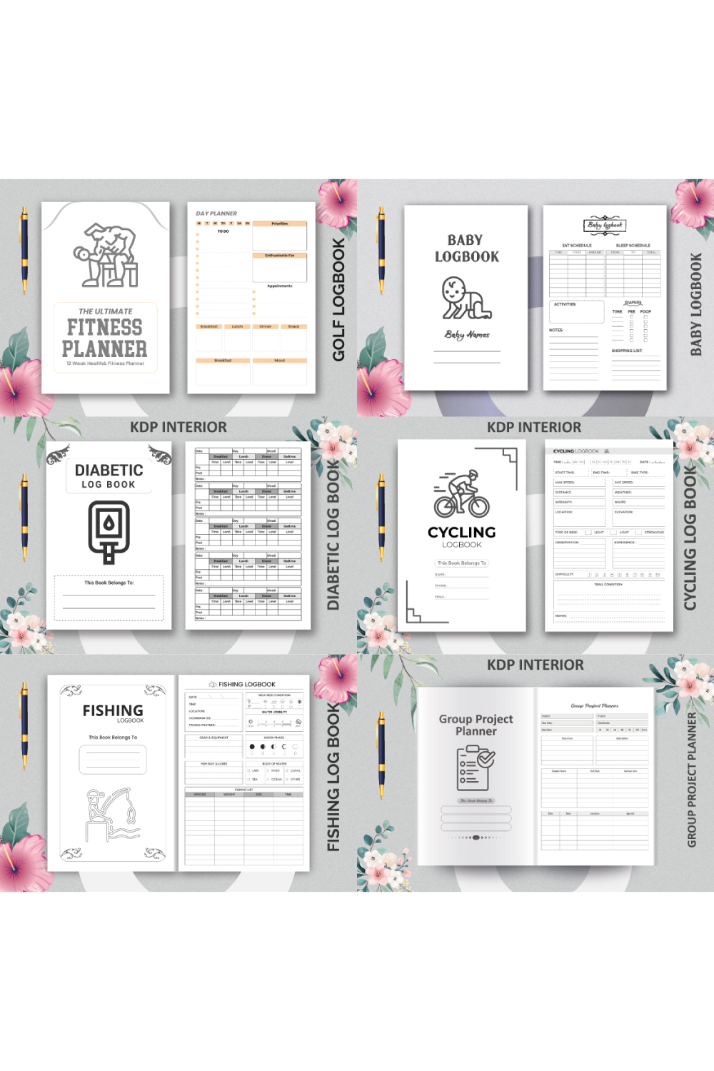 KDP Interior bundle template pinterest preview image.