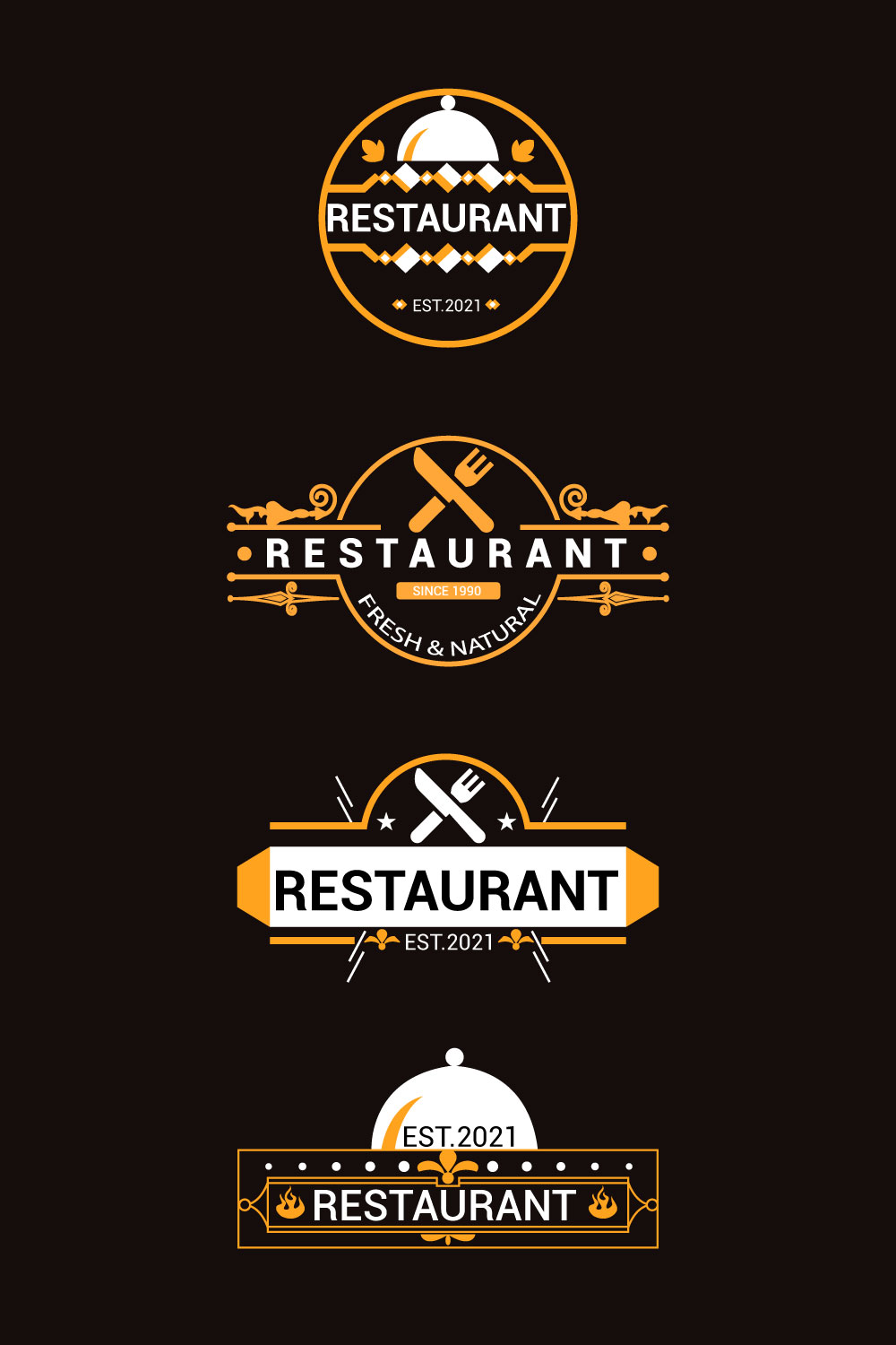 Restaurant logo vintage And retro Vector Bundle pinterest preview image.