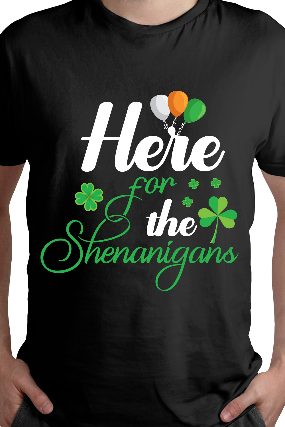 St Patrick's day here for the shenanigans t-shirt design pinterest preview image.