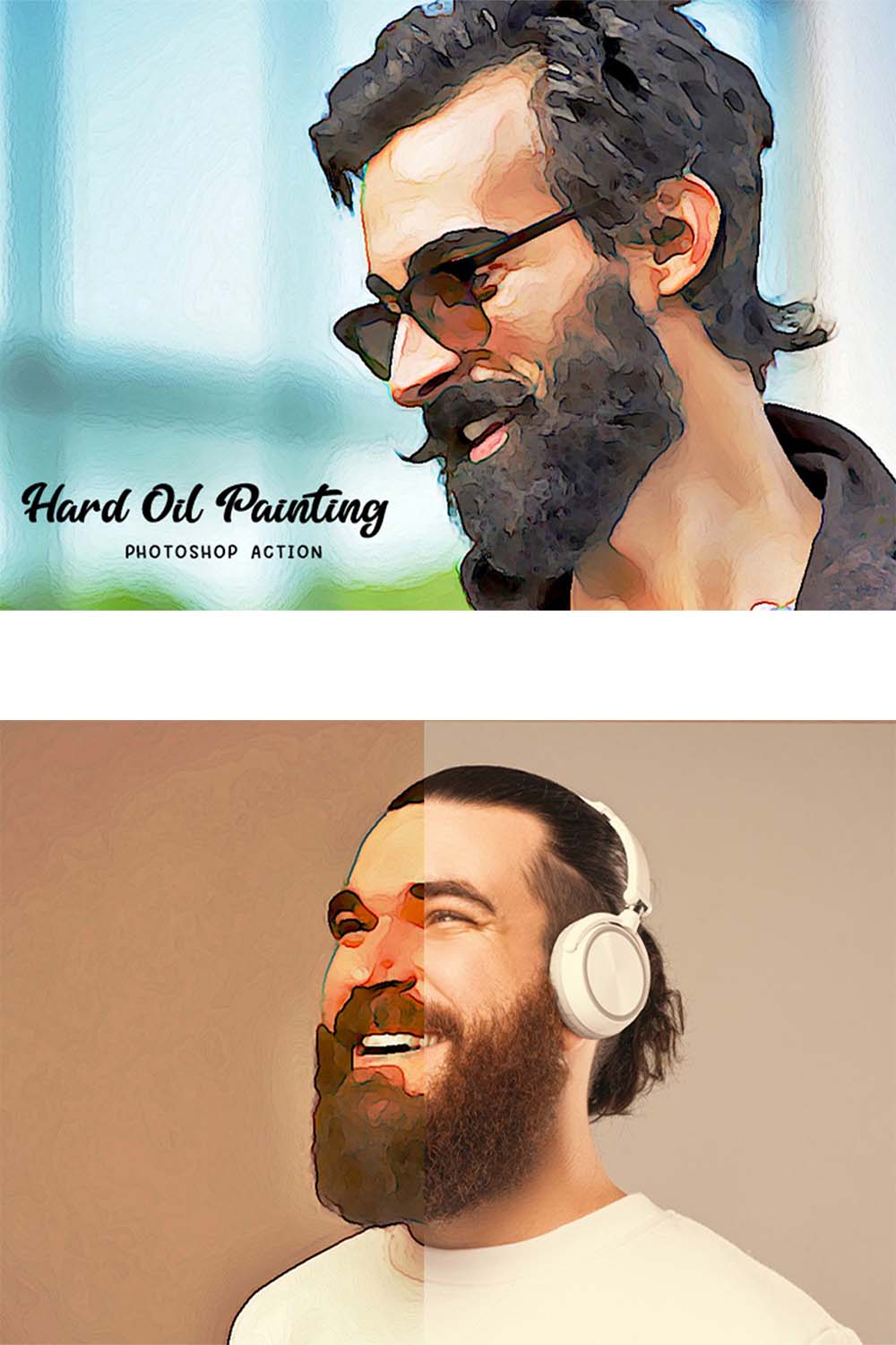 Hard Oil Painting Photoshop Action pinterest preview image.