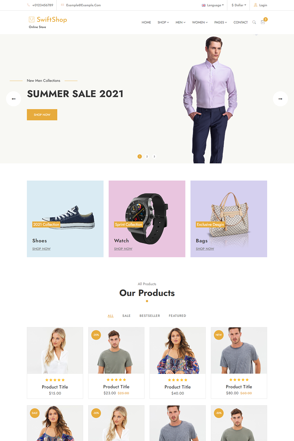 Ecommerce Website HTML Template pinterest preview image.