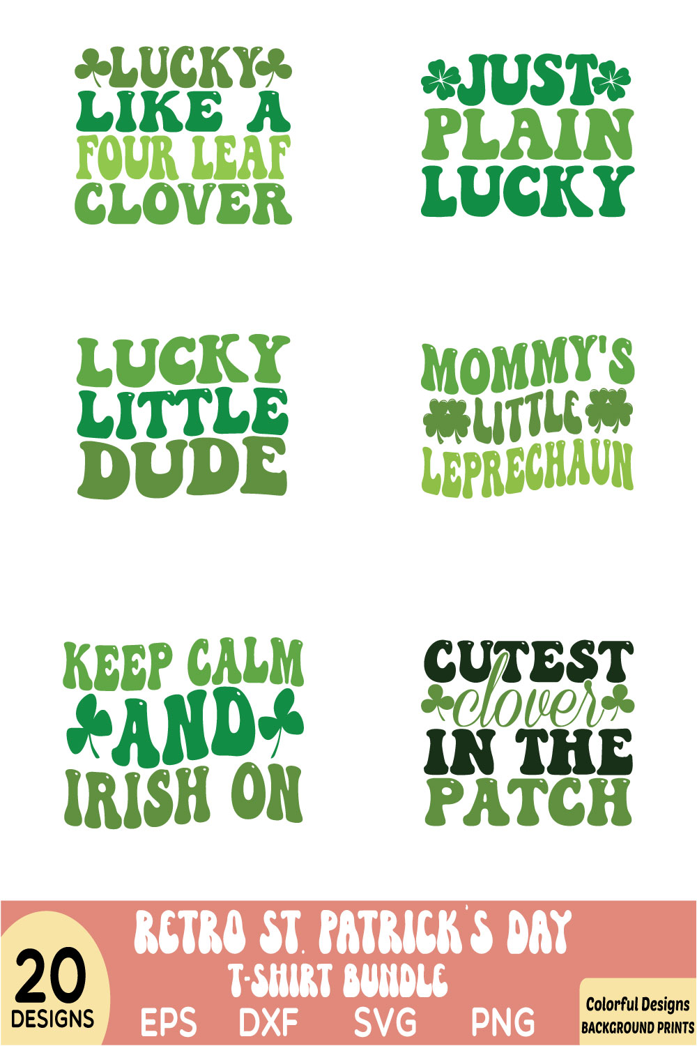 retro st patrick\'s day t-shirt bundle pinterest preview image.