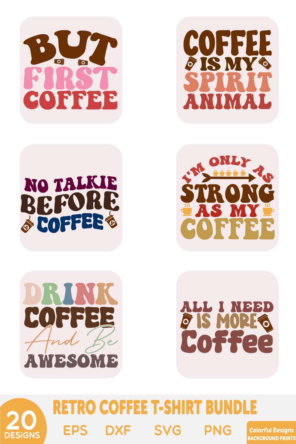 retro coffee t-shirt bundle pinterest preview image.