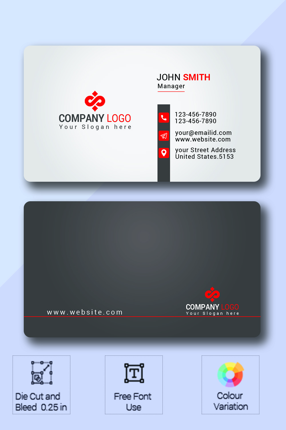 Modern Business Card pinterest preview image.