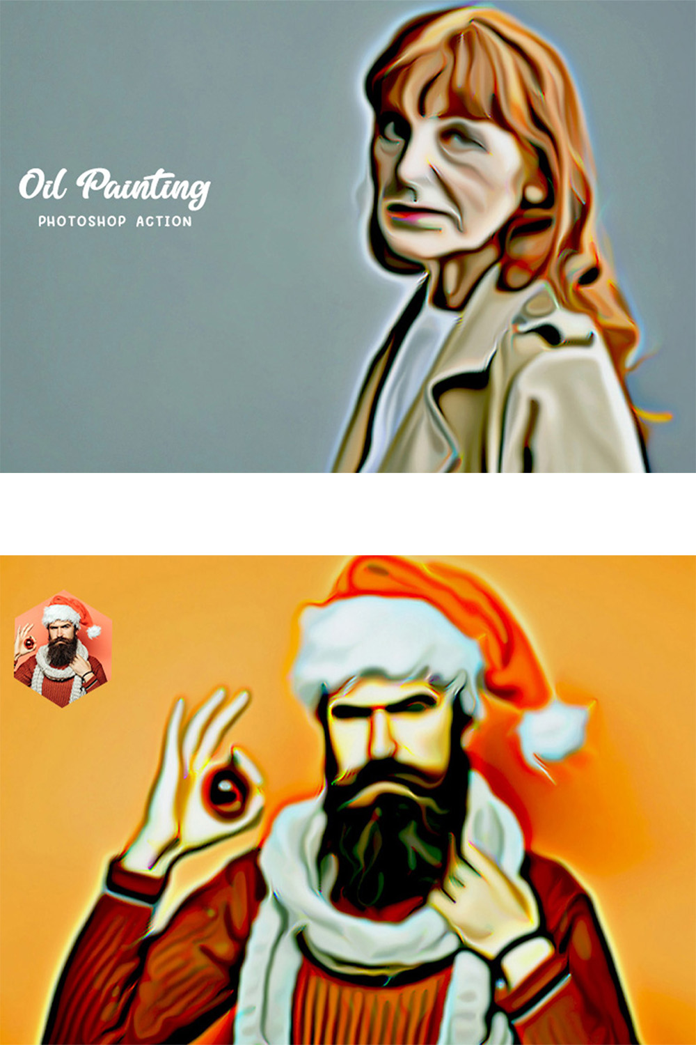 Oil Painting Photoshop Action pinterest preview image.